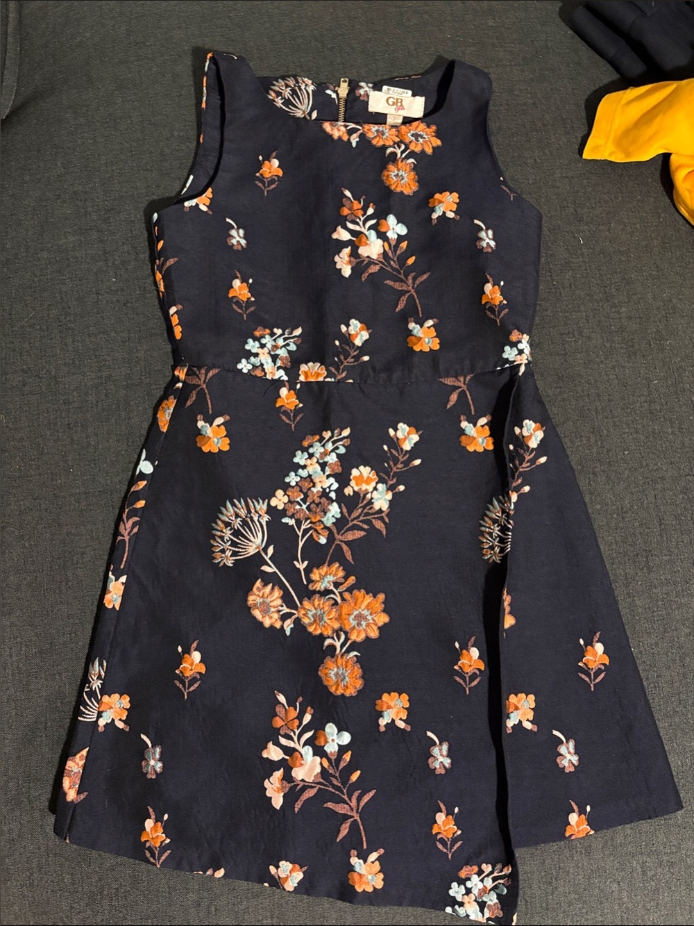 GB Girls Navy Floral Sleeveless Fit-and-Flare Dress